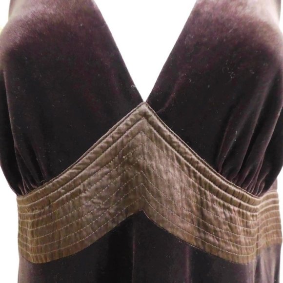 VeLVeT Vintage 90s Robbie Bee Halter Dress Brown Sweetheart Satin Pintuck 10 - Picture 2 of 9